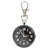 Mikikit Portachiavi Orologio da Tasca Vintage in Lega Nera al Quarzo, Orologio da Infermiere Clip, Accessorio Funzionale per Medico e Infermiera in Contesto Ospedaliero