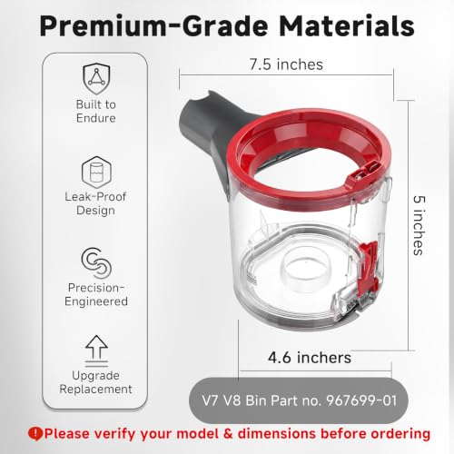 Image of Lemige Upgraded V7 V8 Dust Bin Canister Replacement Parts for Dyson V7 V8