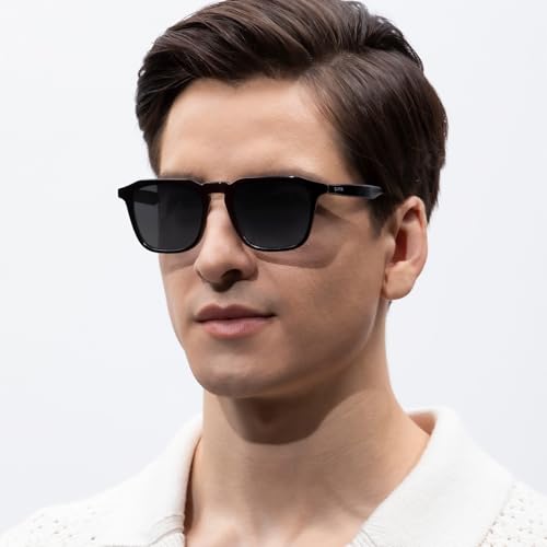 Image of CARFIA Retro Sunglasses for Men Polarized UV400 Protection, Hand-crafted Acetate, 60s Style Square Cool Sun Glasses