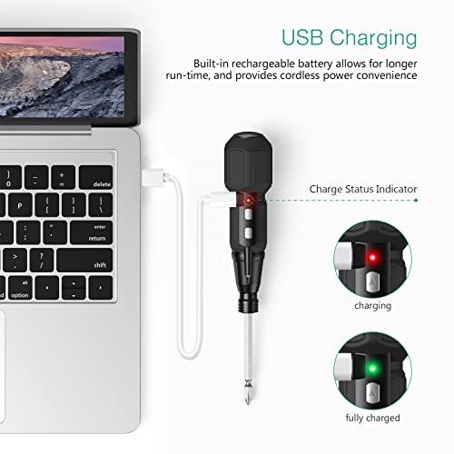 Oria Cordless Electric Screwdriver, 13 In 1 Rechargeable Screwdriver Set With 10 Bits And 1/4 Inch Bit Holder, Cordless Power Repair Tool Kit With Led Lights, Charging Cable, For Phones,Toys, Pc #TOP3