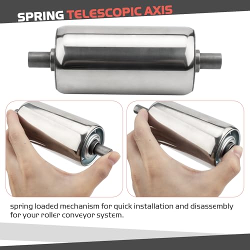 image for Syunsxoon 2 Pack Stainless Steel Conveyor Rollers, 2' Diameter 4' Leng