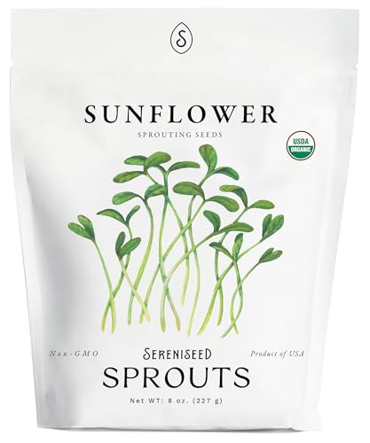 Organic Sunflower Sprout Seeds (8 oz) – Non-GMO, Heirloom Seeds for Sprouting and Microgreens