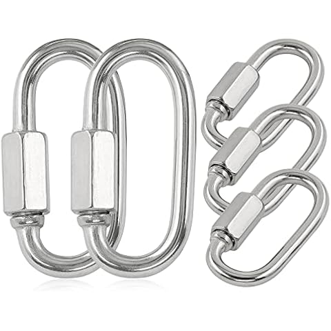 Masendelk 5pcs M4 Quick Link Chain, 5/32 Inch Stainless Steel Quick Links, D Shape Locking Quick Connector - 500lb Capacity Cover