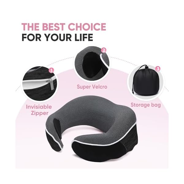 Amitofo-Travel-Pillow-Premium-Memory-Foam-Neck-Pillow-Pillows-for-Sleeping-Car-and-Airplane-Travel-Essentials-Travel-Kit-with-3D-Contoured-Eye-Masks-Earplugs-and-Luxury-Mesh-Bag-Dark-Grey Amitofo Travel Pillow, Premium Memory Foam Neck Pillow, Pillows for Sleeping, Car and Airplane Travel Essentials, Travel Kit with 3D Contoured Eye Masks, Earplugs and Luxury Mesh Bag (Dark Grey)