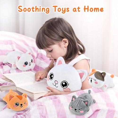 Image of KMUYSL Cat Stuffed Animals Toys for Ages 0 1 2 3 4 5 6 7 8+ Years Old Kids - Mommy Cat with 4 Baby Kitty in Her Tummy, Idea Xmas Birthday Gifts for Baby, Toddler, Girls, Boys