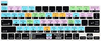 XSKN Mac OS Shortcuts Silicone Keyboard Cover Skin for Touch Bar Models 2019 MacBook Pro 16 inch A2141 2020 MacBook Pro 13.3 inch A2251 A2289 A2338 M1 Chip with Touch ID US Version