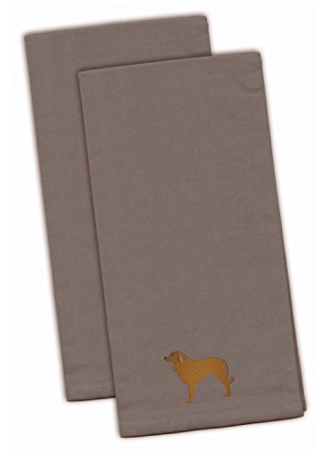 Caroline's Treasures BB3431GYTWE Portuguese Sheepdog Dog Gray Embroidered Towel Set of 2 Decorative Bathroom Guest Hand Towel for Hand, Face, Tea, Dishcloth, 19 X 25, Grey