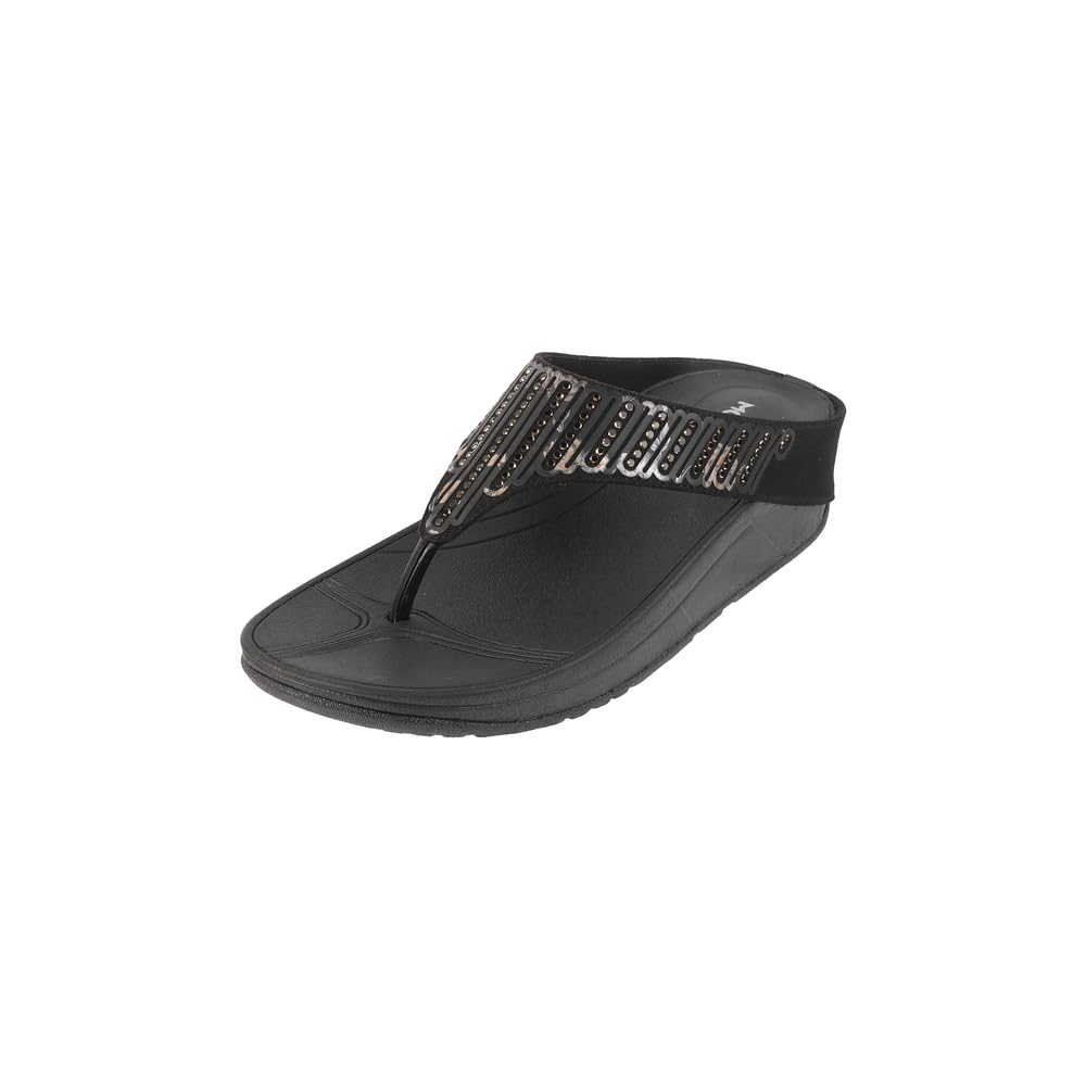 Mochi Women Black Synthetic Leather Flat Comfort Chappal UK/4 EU/37 (32-824) (B0D5YY66BV) Amazon Price History, Amazon Price Tracker