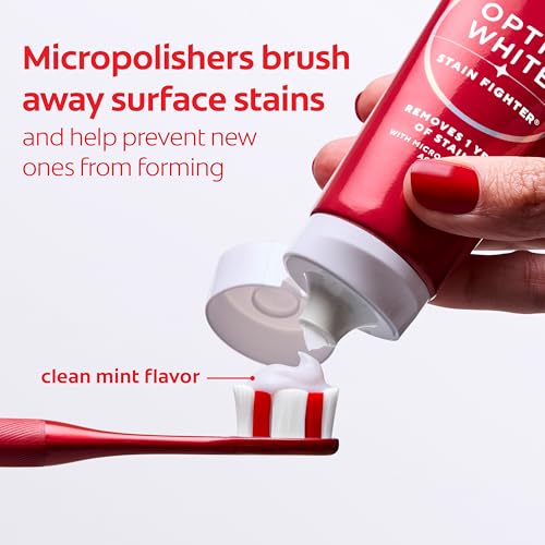 Colgate Optic White Stain Fighter Whitening Toothpaste, Mint, 4 Pack, 3.8oz - image 4