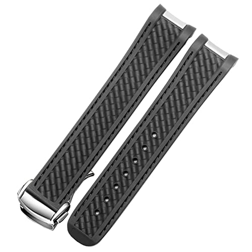 Bracelet de montre en gel de silice de 20 mm rouge noir pour Seamaster 300 AT150