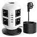 VANPOO Regleta Enchufes Vertical, 5M Alargadora Cable, de 8 Tomas Corrientes y 4 USB Tomas, con Proteccion Sobretension y Doble Interruptor, Base Múltiple Enchufes, Tapón de Seguridad, 2500W/10A