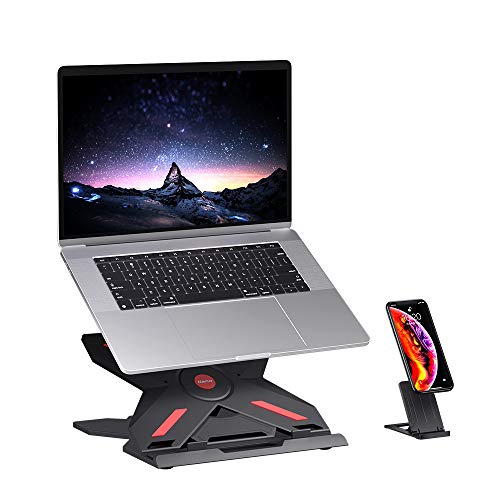 Nllano Portable Laptop Stand Foldable Laptop Computer Holder Desk Stand Ventilated Notebook Riser Compatible with PC MacBook/Air/Pro HP DELL Laptops with a 360° Rotatable Base