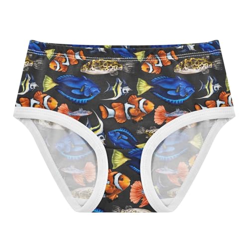 Little Girls' Soft Cotton Underwear Kids Breathable Comfort Marine Tropical Fish Panties Briefs Toddler
