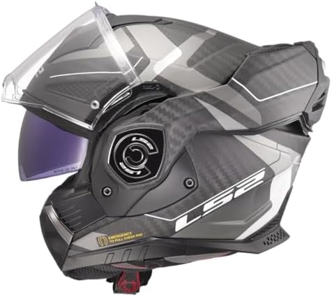 LS2, Modularer Motorradhelm ADVANT X CARBON HORIZON Matt Silver Grey, L | Beschlaghemmend