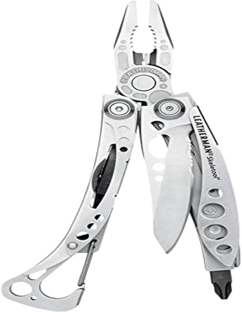 Leatherman Skeletool - Lightweight multipurpose multi-tool with 7 essential tools including a bottle opener, DIY tool for outdoor adventures made in the USA, in stainless steel, nylon sheath