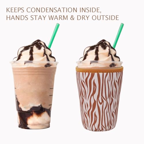 Image of Reusable Insulated Neoprene Iced Coffee Cup Sleeve, Durable Drink Sleeve for Cold Beverages, Beverage Holder for Iced Coffee (Wild Prints)