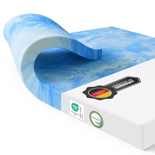 MKS Matratzen Topper 160x200 cm, 5cm Matratzentopper Gel-Memory-Schaum, Ergonomischer H3 mit kühlendes Gefühl, atmungsaktivem Bezug, Schlafkomfort wie auf Wolken