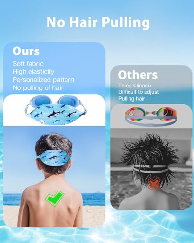 Pixel Panda 2 Pack Kids Swim Goggles with Fabric Strap for 3-8 Anti-Fog Anti-UV, No Leak No Hair Pulling Swimming Goggles Boys Girls Youth Toddlers Pool Water Protection(Blue and Yellow) - image 3