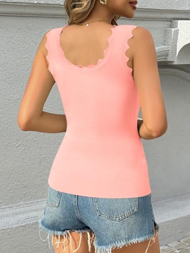 Image of Saodimallsu Womens Ribbed Knit Tank Top Summer Sleeveless Square Neck Casual Basic Slimming Sweater Vest Tops