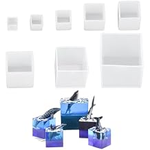 8Pcs Large Square Resin Molds, 8 Sizes Resin Mould Clear Silicone Cube Mould 3D Clear Casting Moulds for Flower Preservation Jewelry Craft Art Making Candle Home Decoration