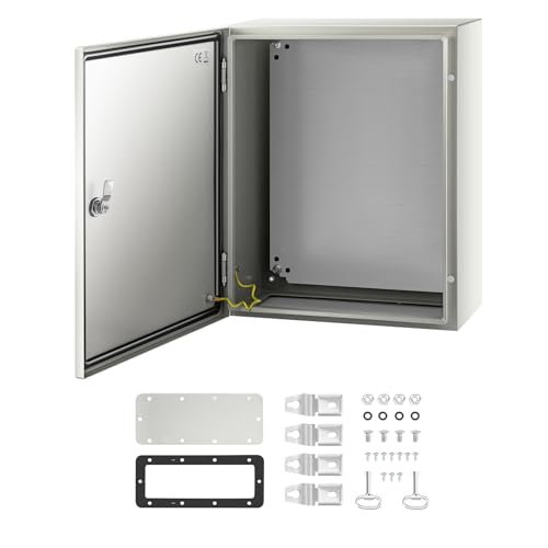 VEVOR Schaltschrank NEMA-Industriegehäuse, 50 x 40 x 20 cm NEMA 4X-Stahl-Verteilerschrank, IP66 wasserdicht und staubdicht, elektrischer Anschlusskasten für den Außen-/Innenbereich, mit Montageplatte