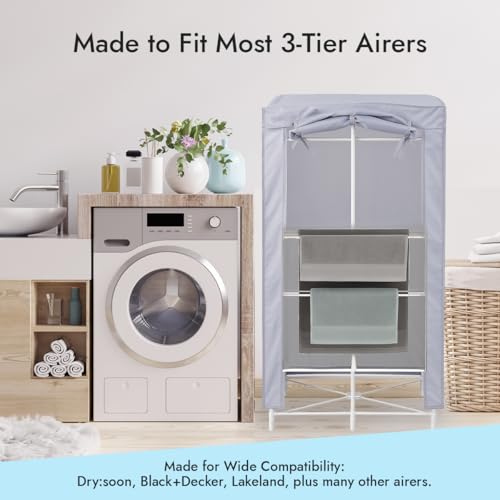 Tarrapu Heated Clothes Airer Cover – Universal 3-Tier Electric Drying Rack/Airer Protective Cover for Black & Decker, Dry:Soon, EasyLife & more - Image 2