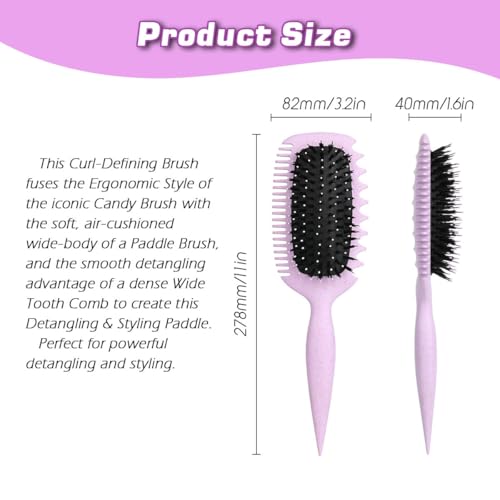 Image of 3in1 Curl Defining Hair Brush for Effortlessly Detangling & Blow Drying, Nylon & Boar Bristle Paddle Brush