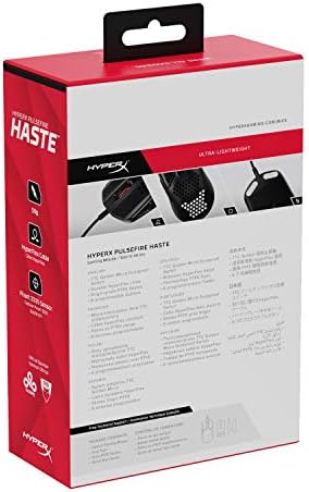 HyperX Pulsefire Haste  Wireless Gaming Mouse  Ultra Lightweight, 61g, 100 Hour Battery Life, 2.4Ghz Wireless, Honeycomb Shell, Hex Design, Up to 16000 DPI, 6 Programmable Buttons  Black and Red