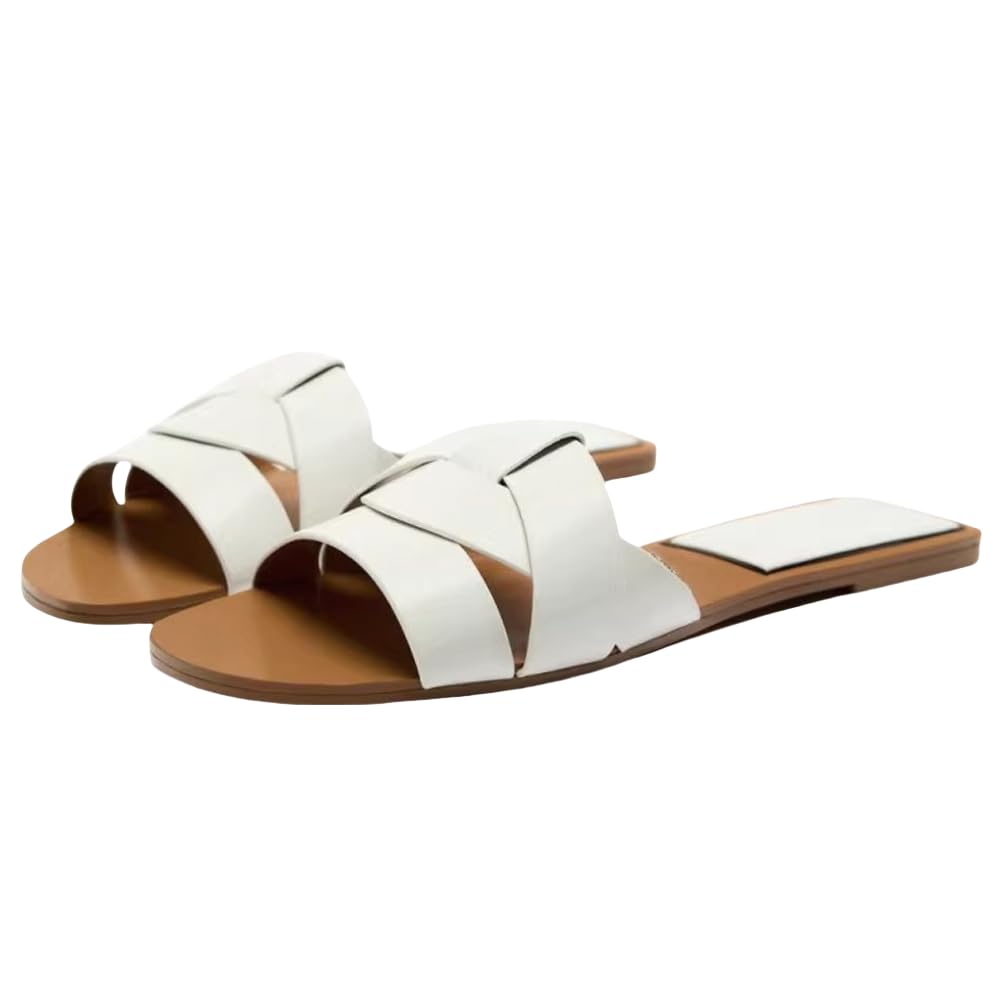 Sandales plates blanches d'été respirantes style nu-pieds chic - 4