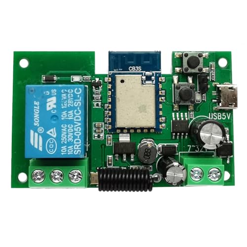 Juqoyue Contrôleur D'Interrupteur Intelligent Tuya WIFI pour Ouvre-Porte de Garage Gate 1CH 7-32V avec Minuterie et Relais Auto-Verrouillable.