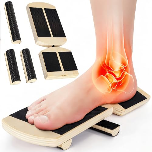 LASUK Wooden Balance Board Set with Two Single-Leg Balance Boards