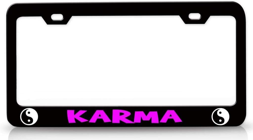 Karma Yoga Zen Metal Car SUV Truck License Plate Frame Bl d4