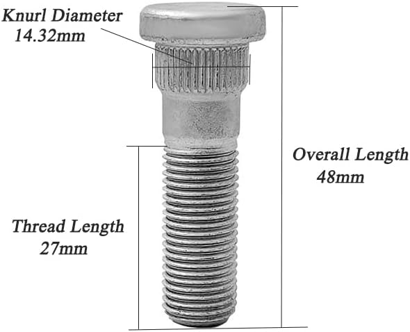 5PCS M12x1.25 Wheel Stud Lug Bolt Compatible with Infiniti FX35 G20 I30 Q45 Q50 Q60 QX60 QX70 Nissan 370Z Cube Frontier GT-R Quest Leaf Murano Maxima Stanza NV200 Rogue Titan