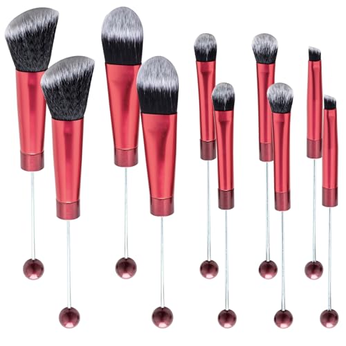 10Pieces Beadable Makeup Brushes Christmas Diy Makeup Comestic Brushes Beaded Brushes Kit for DIY Beaded Eyeshadow Brush (Beadable Makeup Brushes-10pieces=2Sets)