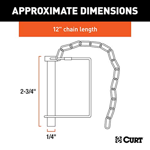 CURT 25012 Trailer Coupler Pin with 12-Inch Chain, 1/4-Inch view 2