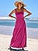 ANRABESS Women's Summer Casual Long Maxi Beach Vacation Dresses Sleeveless Square Neck Flowy Tiered Sun Dress with Pockets Rose Pink Small
