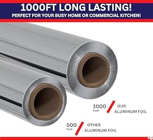 EJY IMPORT Standard Premium Aluminum Foil | 12”x1000 Feet Long | Industrial Size and Strength | Commercial Grade & Length Foil Wrap for Food Service Industry and Home Use| Strong Silver (1 Pack) — photo 2 of 6