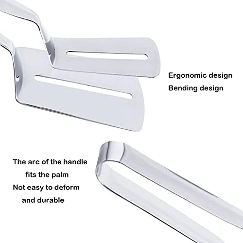 BBQ Tongs, BBQ Tools Stainless Steel Barbeque Accessories 10 inch Cooking Tongs Metal Spatula for Kitchen Multi-Function Tongs Kitchen 2-in-1 Double Sided Steak Clamp
