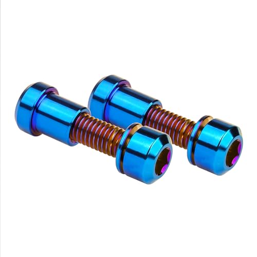 SUNCN チタンボルト M5x16 18 20mm ワッシャー付き 六角頭ねじ チタン製円筒ナット 自転車ステム前フォークロック用 1セットあたり2個 (焼き青, M5x18mm、スクエア頭が)