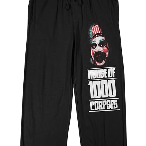 Bioworld House of 1,000 Corpses Title and Scary Clown Men's Black Sleep Pants2