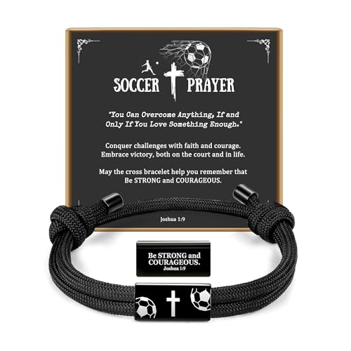PEALICIOUS Soccer Bracelet for Boys Soccer Gifts, Cool Mens Cross Braclets for Soccer Lover as Grandson Bracelet Back to School Gifts First Day of School Bracelet