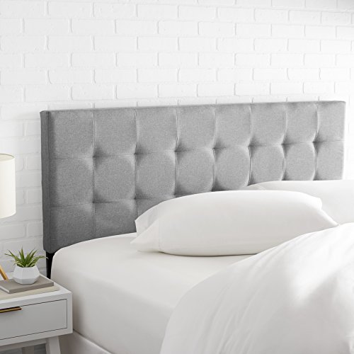Amazon Basics Faux Linen Upholstered Tufted Headboard, Queen, Gray #TOP3