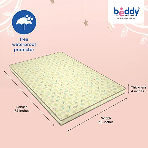 Image of Centuary Mattresses Beddy Blossom Single Kids /bunk Bed Natural Coir Foam Mattress with Free Protector (72 * 36 * 4 Inch)