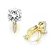 Mariell 2.0 Ct. Clip-On CZ Solitaire Stud Earrings (8mm) with Pave Accents - Genuine 14k Gold Plated