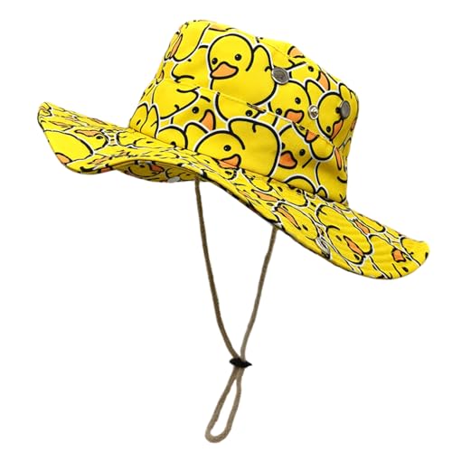 QXFHULV Sun Bucket Hat for Men Women Fishing Beach Safari Trendy Cotton Cowboy Cap for Golf Hiking Hunting Outdoor Boonie (Duck Yellow)
