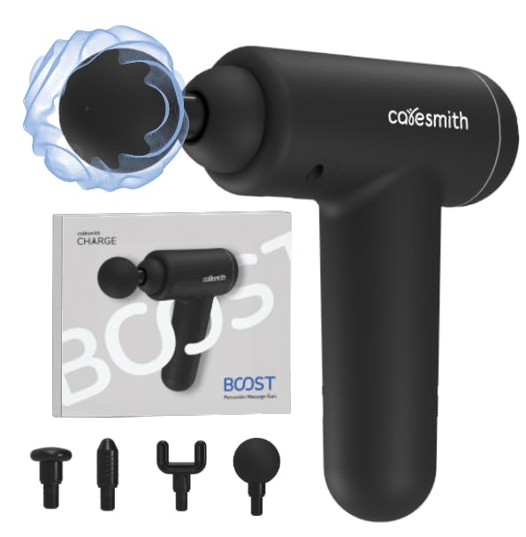 Caresmith Charge Boost Massage Gun | True Percussion Large Torque motor | 3200 strokes per min | 4 Heads | Deep tissue percussion body massager machine for pain relief