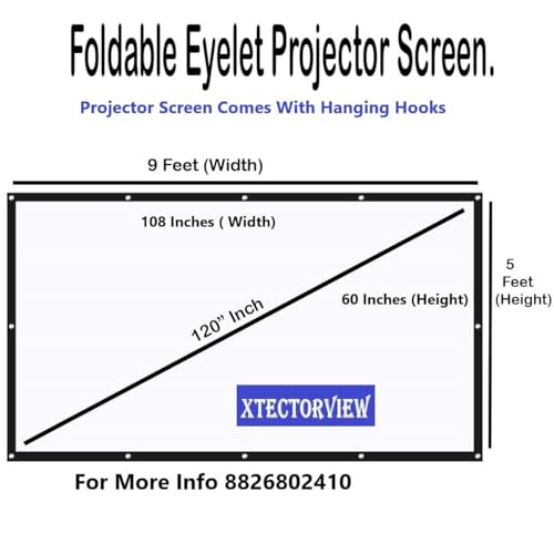 Image of Upgraded 120 inch Projector Screen,4K HD 16:9 Portable Video Projector Screen Foldable Anti-Crease Indoor Outdoor Projection Screen for Home, Office, Classroom (9 Feet (W) x 5 Feet (H))