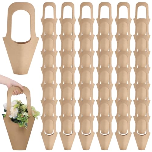 Sac de bouquet de fleurs en papier rigide anti-renversement avec poignée solide