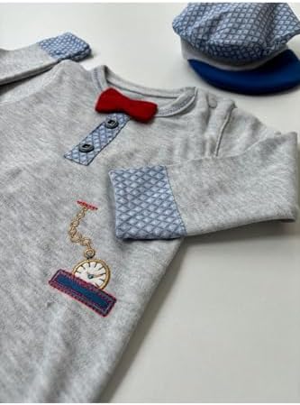 Tomuycuk%100 Pamuklu 3'lü Mavi Erkek Bebek Takım - Papyonlu & Uzun Kollu Yenidoğan Bebek Takımları - Görsel 6