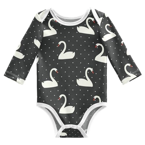 Wusikd White Swan Unisex Baby Bodysuit Cotton Polka Dots Baby Long Sleeve Clothes 9 Months for Boys Girls